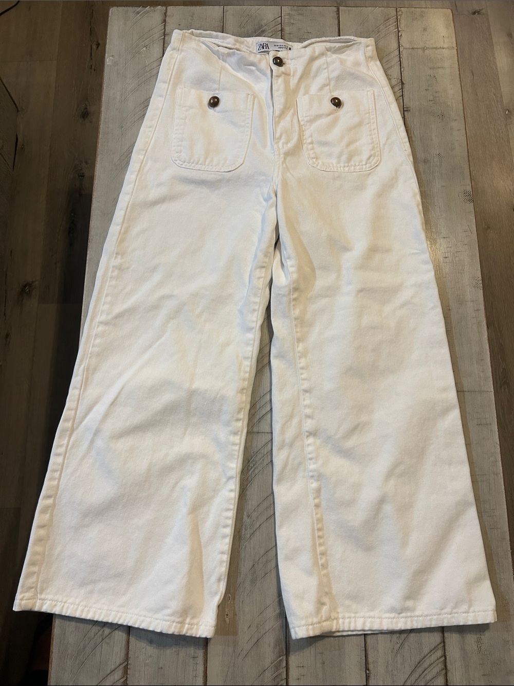 Zara White Wide Leg Jeans